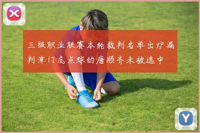 三级职业联赛本轮裁判名单出炉漏判津门虎点球的唐顺齐未被选中